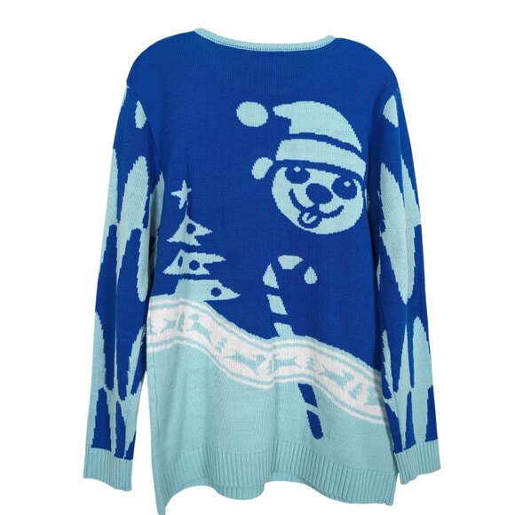 Cesar Blue Unisex Christmas Sweater sz M designed by Dogs Festive Holiday - Picture 2 of 15